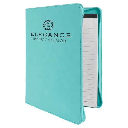Zippered Portfolio in Teal Leatherette